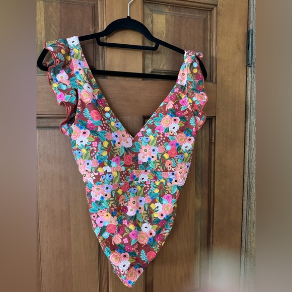 Rifle Paper Co. Floral One Piece Swimsuit - Red and Pink - Picture 4 of 6